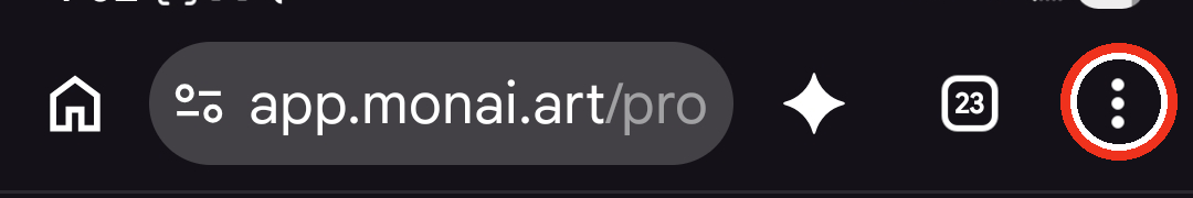 Chrome toolbar with the top-right three-dot menu circled in red